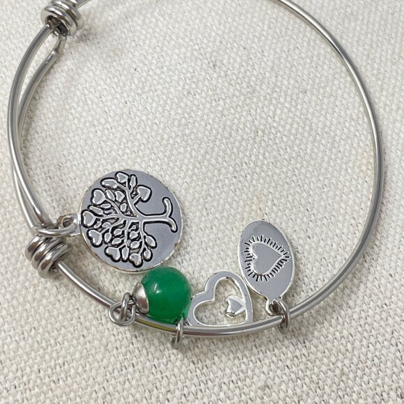 Footnotes Family Bracelet A Circle of Strength Love Hope Green Silver-Tone - Picture 3 of 5